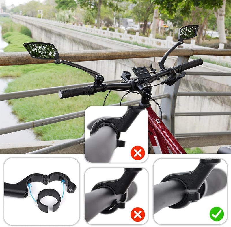 BriskMore Handlebar Bike Mirror, Scratch Resistant Glass Lens, Ajustable and Rotatable Safe Rearview Bicycle Mirror - Image 5